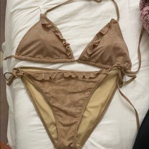 Suede tan swimsuit